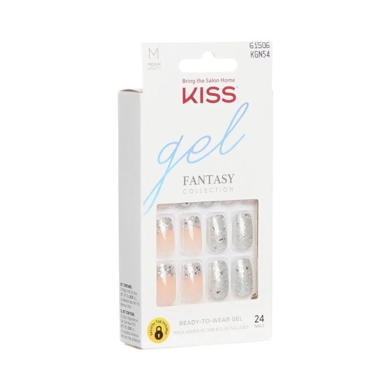 Kiss-Gel-Fantasy-Collection-Medium-Length-Rosa-French-Con-Brillos-Y-Plateado-Con-Glitters-24-Nails---2