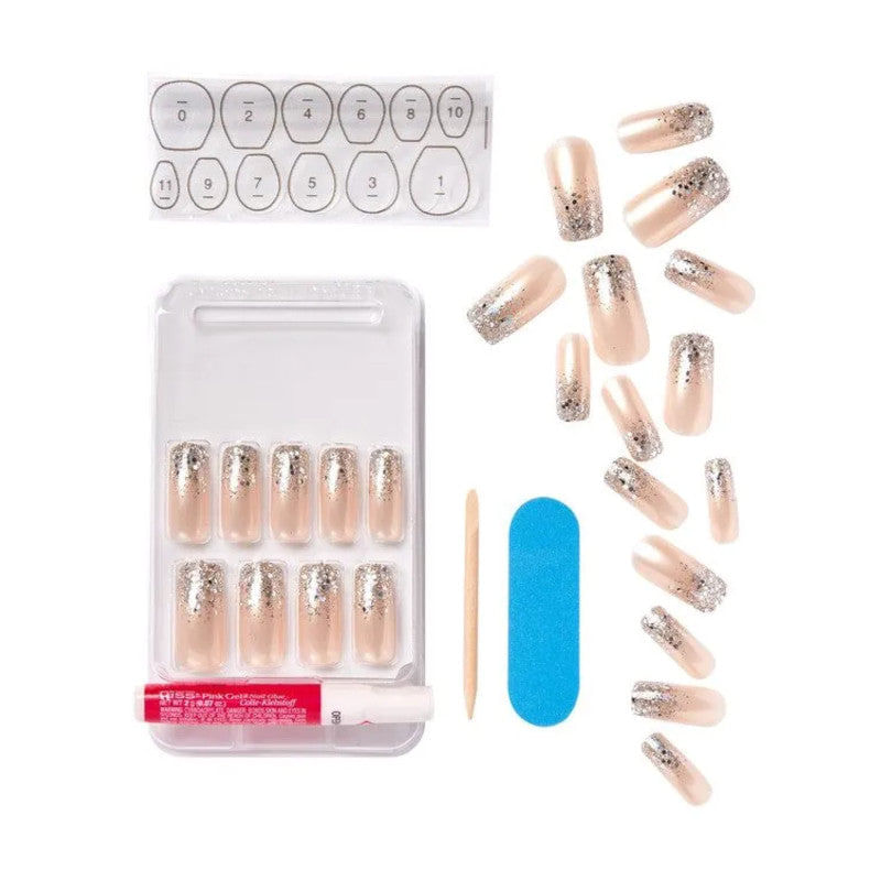 Kiss-Gel-Fantasy-Collection-Long-Perlado-Natural-Con-Degrade-Glitters-Dorados-24-Nails---5
