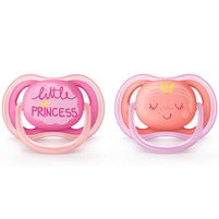 Avent 2 Chupetes Ultra Air Princess Rosa-Salmon 6-18 m