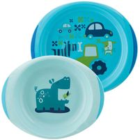 Chicco Set De Platos Anti Deslizantes Celestes 12m+ Dos Unidades