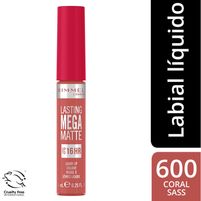 Rimmel Labial Liquido Lasting Mega Matte 16 Horas 600 Coral Sass 7.4 ml