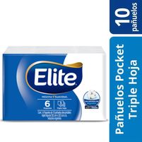 Elite Pañuelos Descartables Triple Hoja 6 Paquetes De 10 Unidades C/U