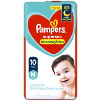 Pampers Supersec 10 Pañales Descartables (M) 6-10 kg