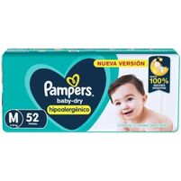 Pampers Baby Dry 52 Pañales Desechables (M) 6-10 kg