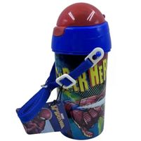 Spider Man Super Hero Botella Infantil Plástica Con Correa (1 Unidad)