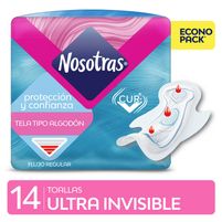 Nosotras Toallas Tela Ultra Invisible 14 Unidades