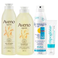Kit Aveno Gel De Baño Infantil 250 g + Shampoo 250 ml + Hipoglós Cuidado Diario 30 g + Dermaglós Protector Solar Niños FPS 50 170 ml