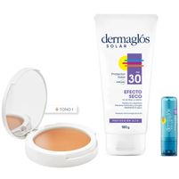 Dermaglós Kit Protector Solar Corporal + Compacta T1 +Labial