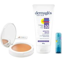Dermaglós Kit Protector Solar Corporal + Compacta T2 +Labial