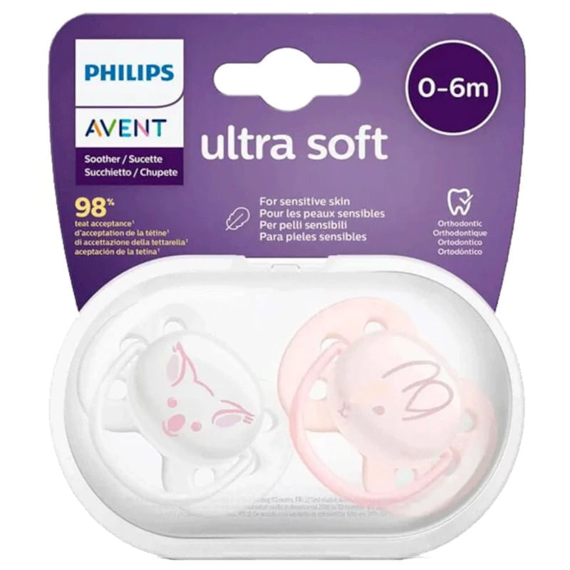 Estuche-Esterilizador-Avent-Chupetes-Ultra-Soft-Color-Blanco-Rosa-0---6-m--2-Unidades-