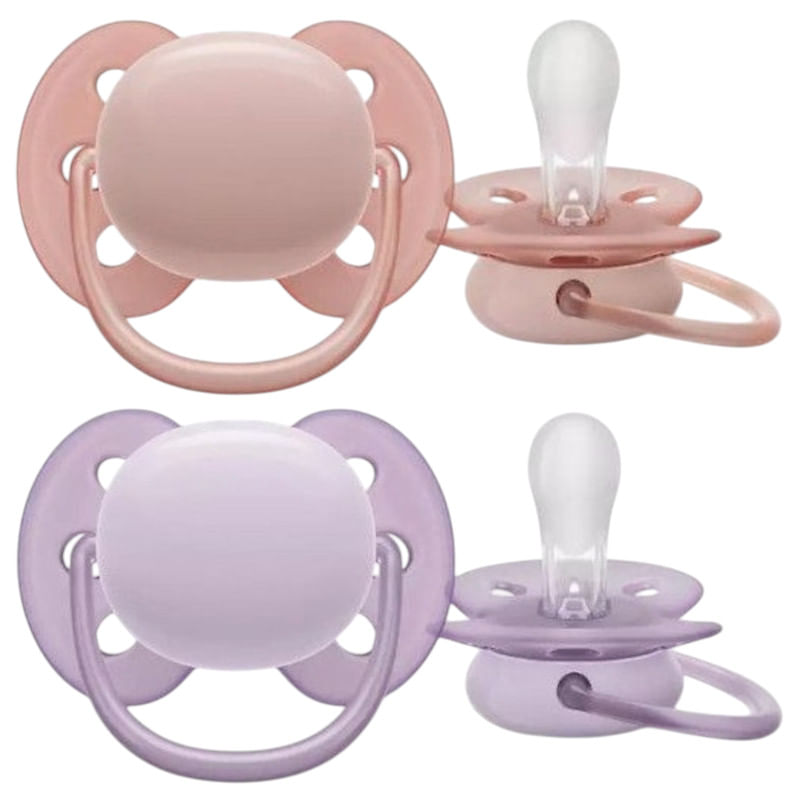 Avent-Chupetes-Ultra-Soft-Liso-Rosa-Lila-0---6-m--2-Unidades-