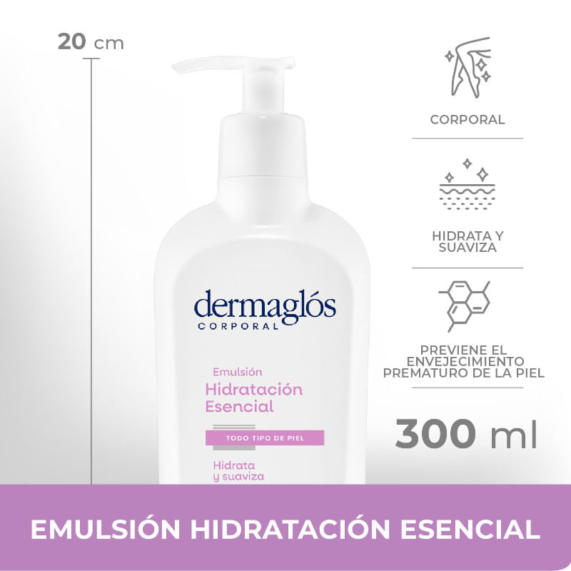 Dermaglos-Emulsion-Corporal-Todo-Tipo-De-Piel-Hidratacion-Esencial-300-ml