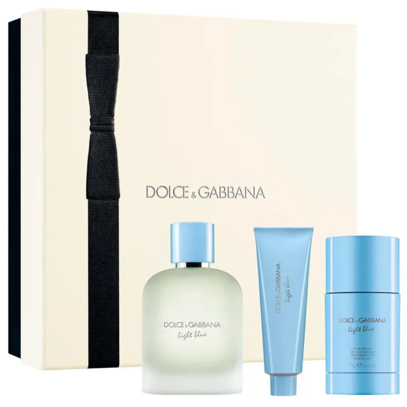 Dolce---Gabbana-Ligth-Blue-Pour-Homme-EDT-100-ml---Stick-Desodorant-75-ml---Shower-Gel-50-ml-