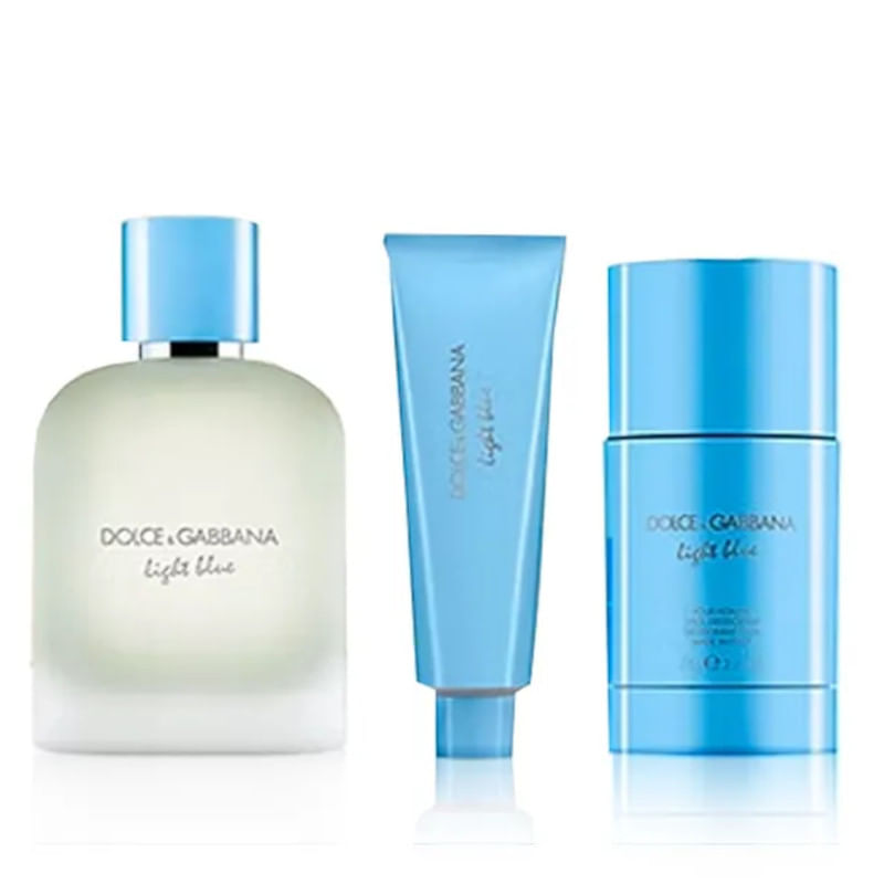 Dolce---Gabbana-Ligth-Blue-Pour-Homme-EDT-100-ml---Stick-Desodorant-75-ml---Shower-Gel-50-ml-