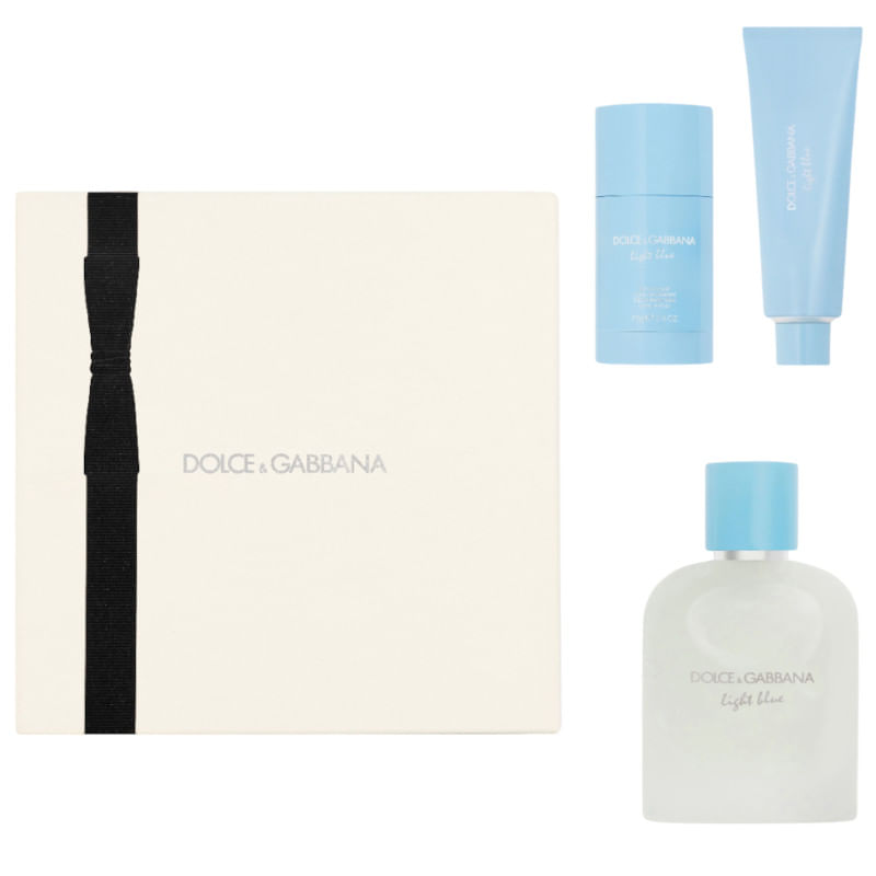 Dolce---Gabbana-Ligth-Blue-Pour-Homme-EDT-100-ml---Stick-Desodorant-75-ml---Shower-Gel-50-ml-